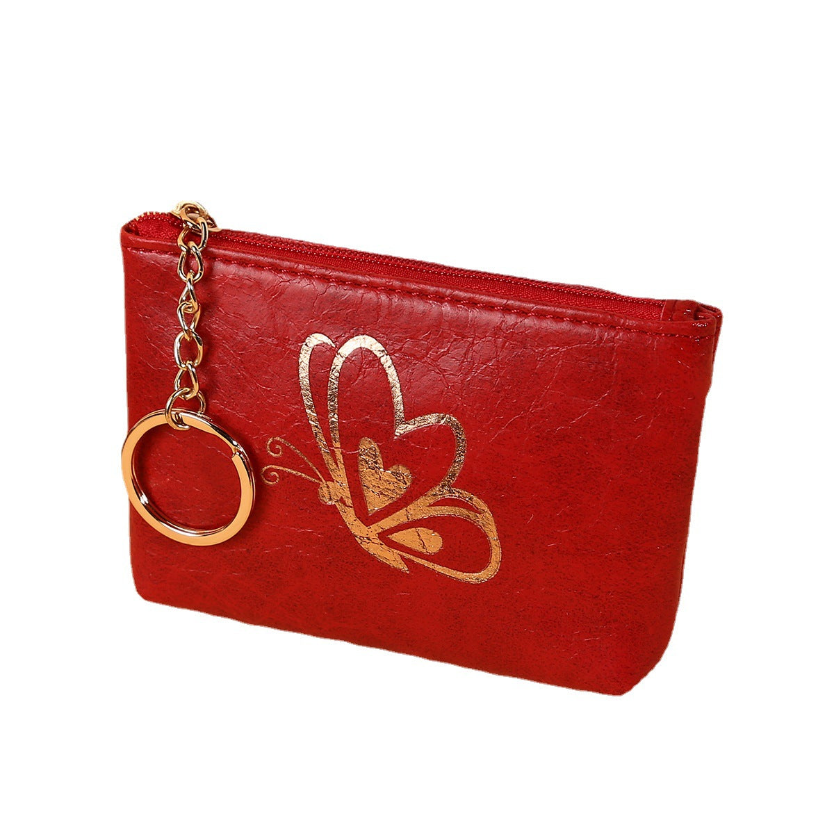 54 Lacquered Butterfly Pattern Mini Wallet PU Leather Zipper Coin Purse with Key Ring 54 Lacquered Butterfly Pattern Mini Wallet PU Leather Zipper Coin Purse with Key Ring